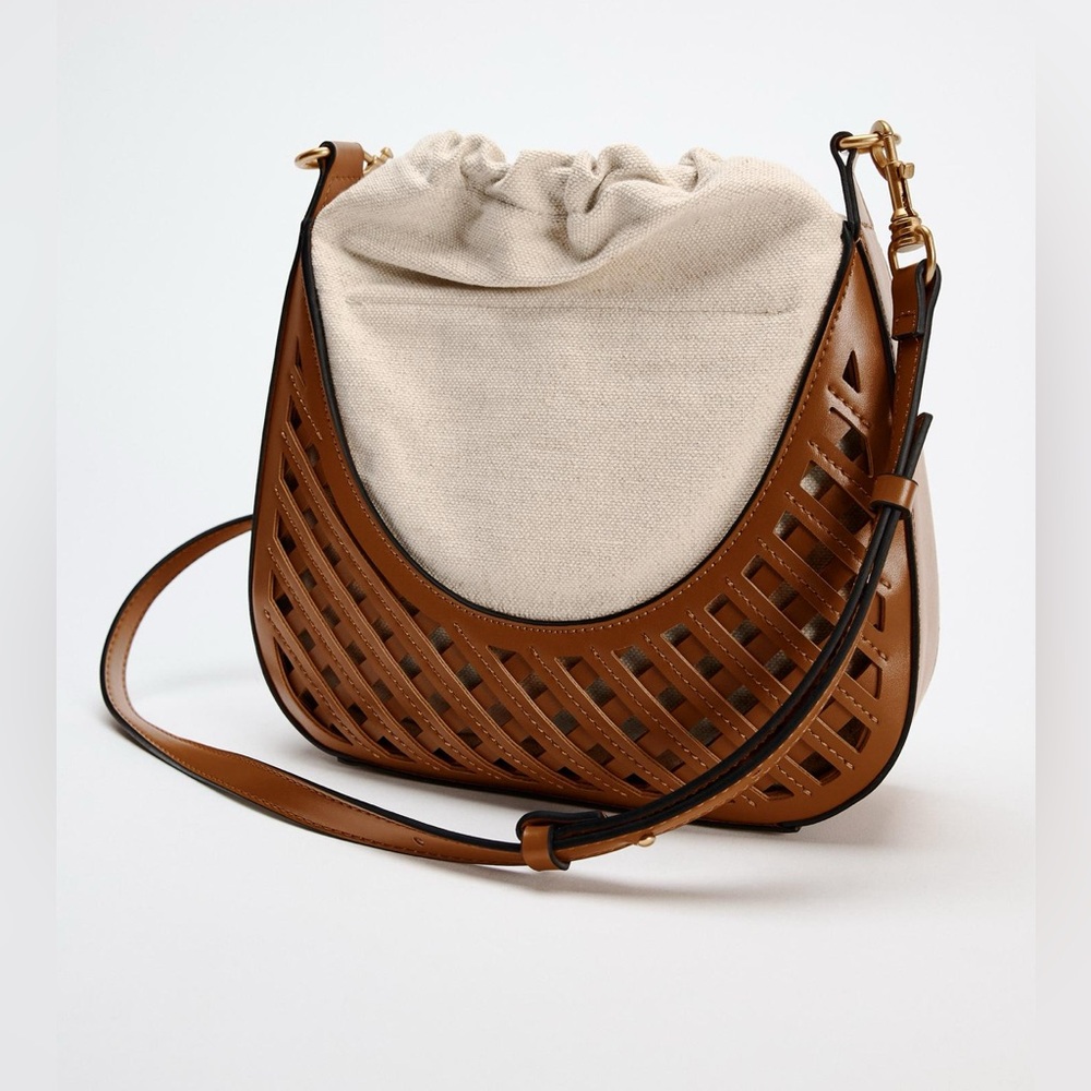 NWT ZARA CONTRASTING BUCKET BAG - Picture 5 of 7